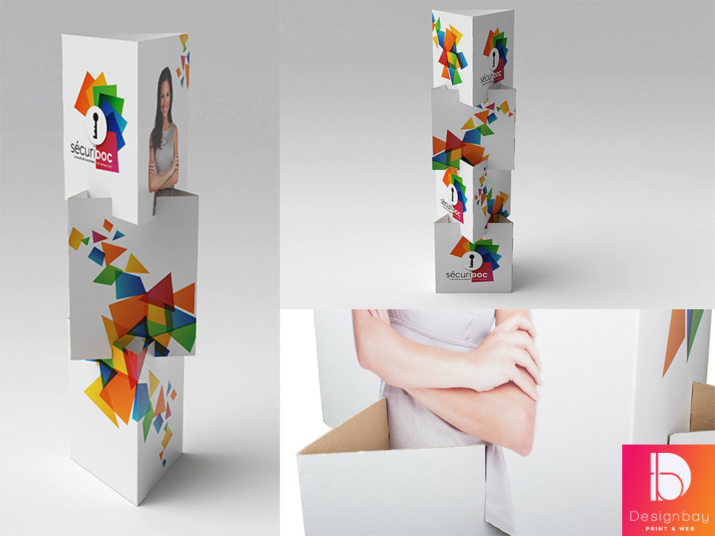 Totem carton 3 faces modulaire