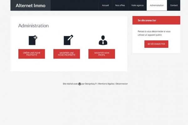 Alternet Immo – Espace d’administration