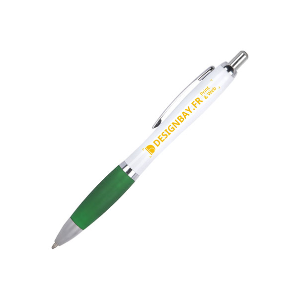 bu106 Stylo-bille Nash Blanc et grip coloré vert