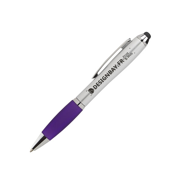 bu98 Stylo-bille Nash couleur acier et grio coloré mauve