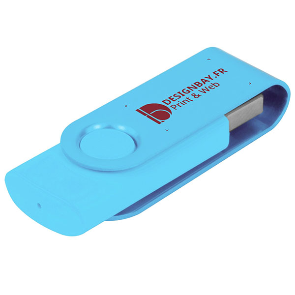 ht85 Clé USB métallisée rotative 4 Go bleu ciel