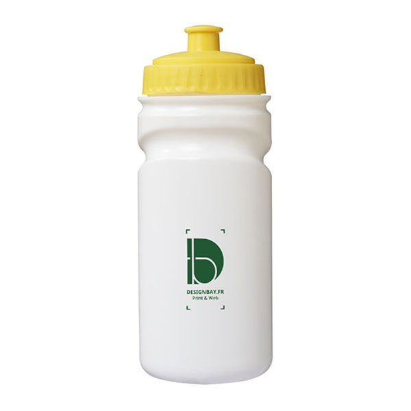 mu134 Bouteille de sport blanche Easy Squeezy jaune