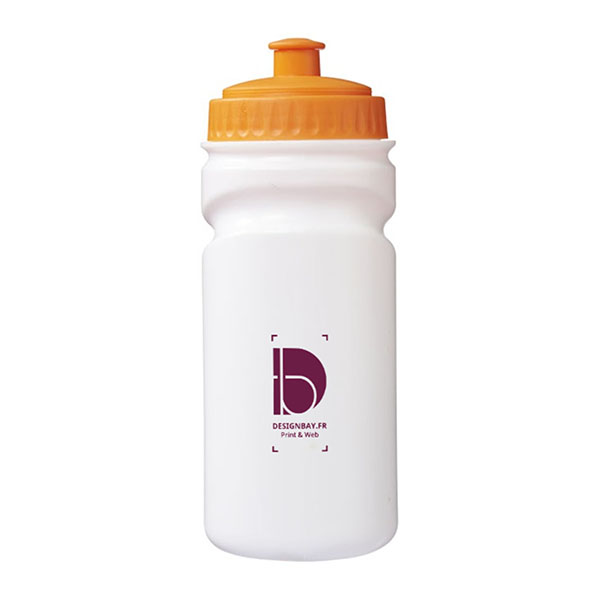 mu134 Bouteille de sport blanche Easy Squeezy orange