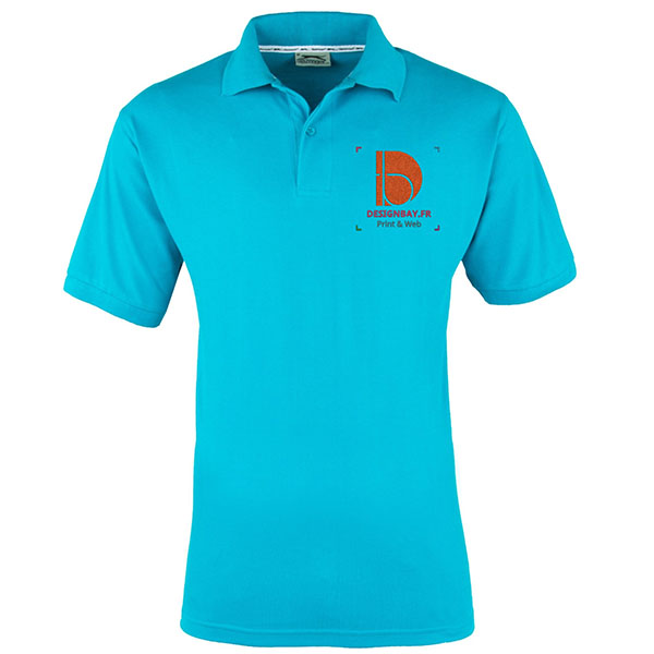 po13 Polo à manches courtes pour homme Forehand Cyan