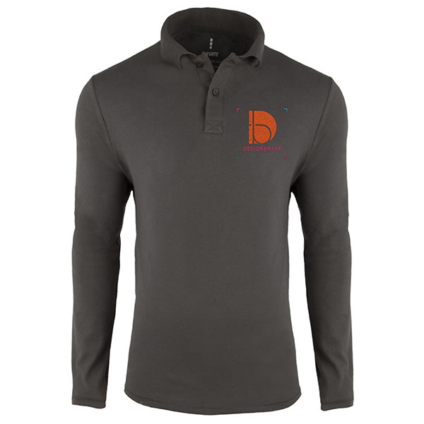 po18 Polo homme à manches longues Unicolore Oakville Gris anthracite