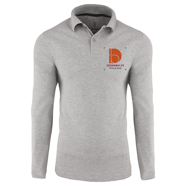 po18 Polo homme à manches longues Unicolore Oakville Gris sportif