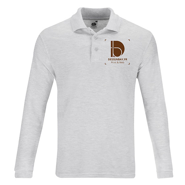 po19 Polo à manches longues Unicolore Premium Gris sport