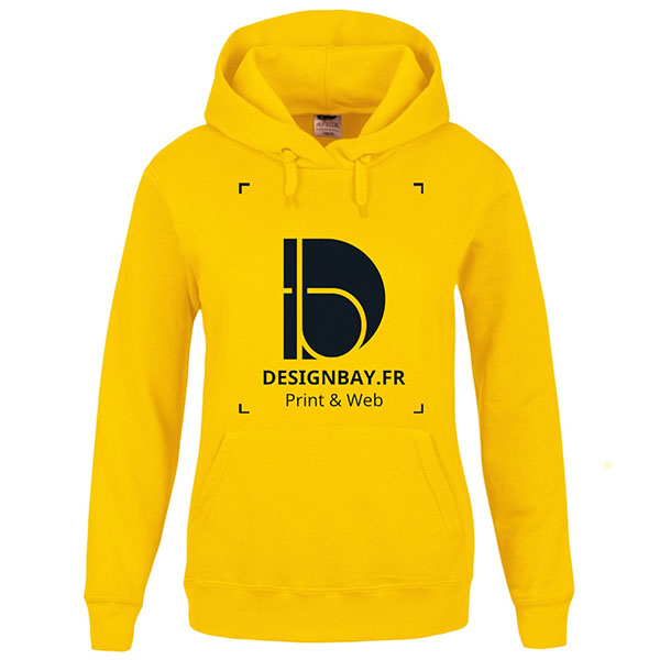 sw31 Sweat à capuche femme unicolore Classic jaune