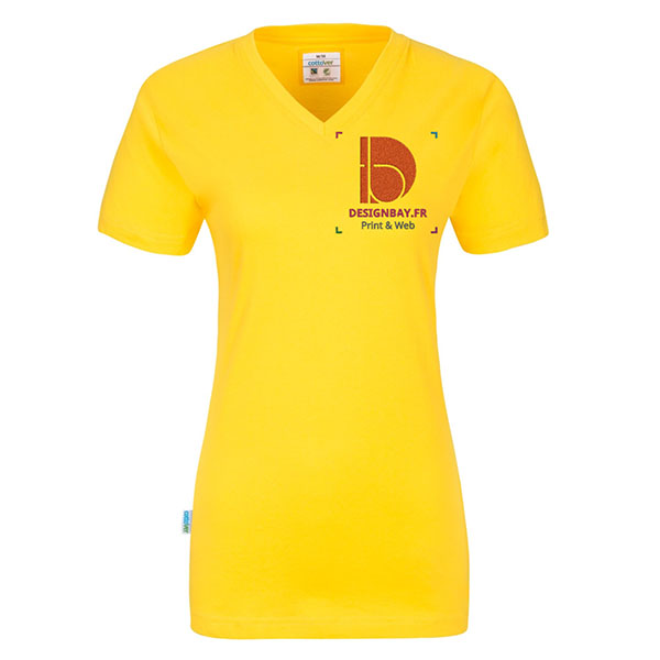 ts09 T-shirt femme Col en V GOTS jaune