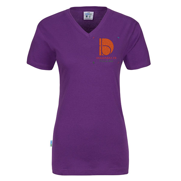 ts09 T-shirt femme Col en V GOTS mauve